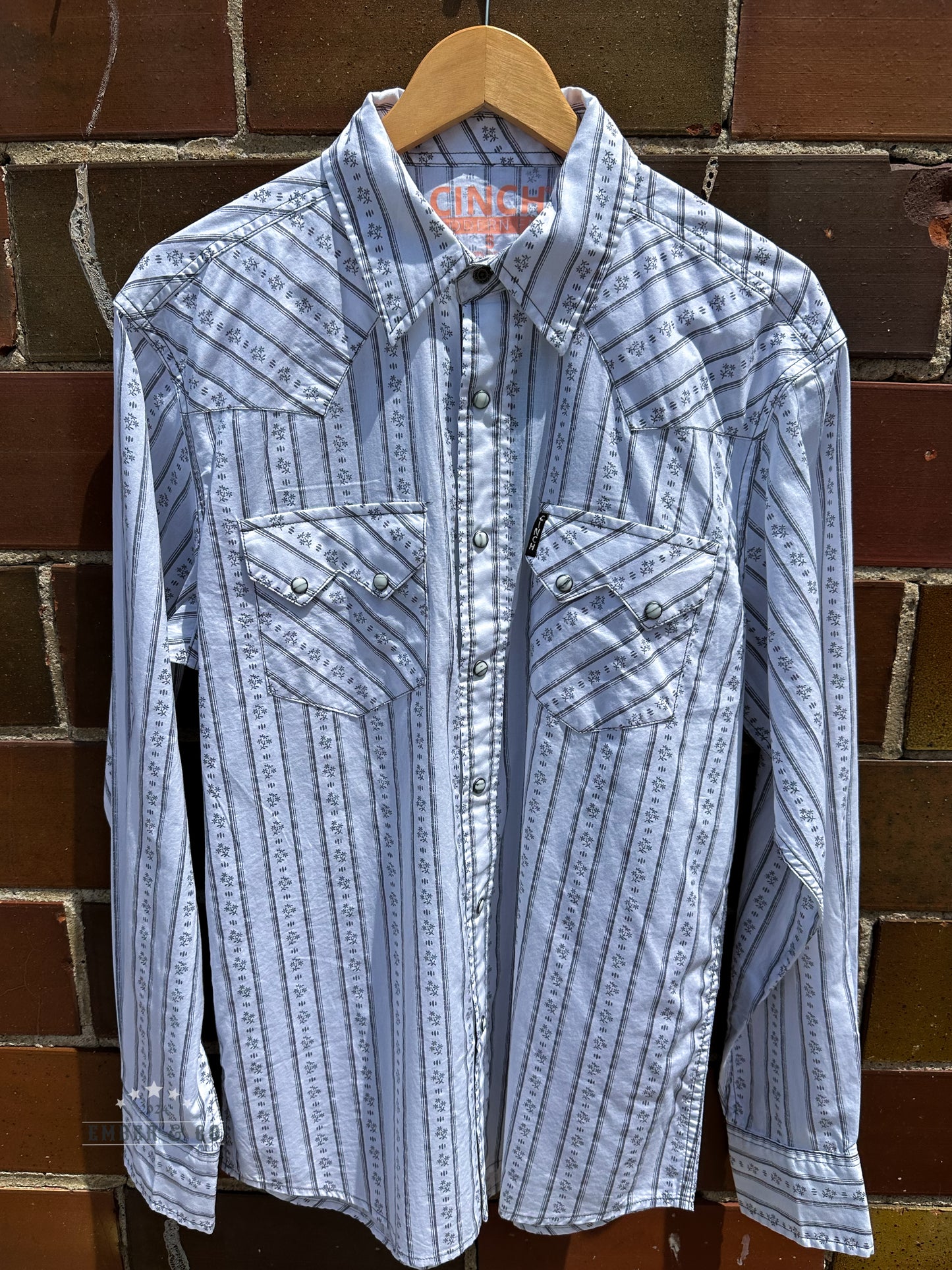 Men's Cinch Modern LS Floral Stripe Pearl Snap