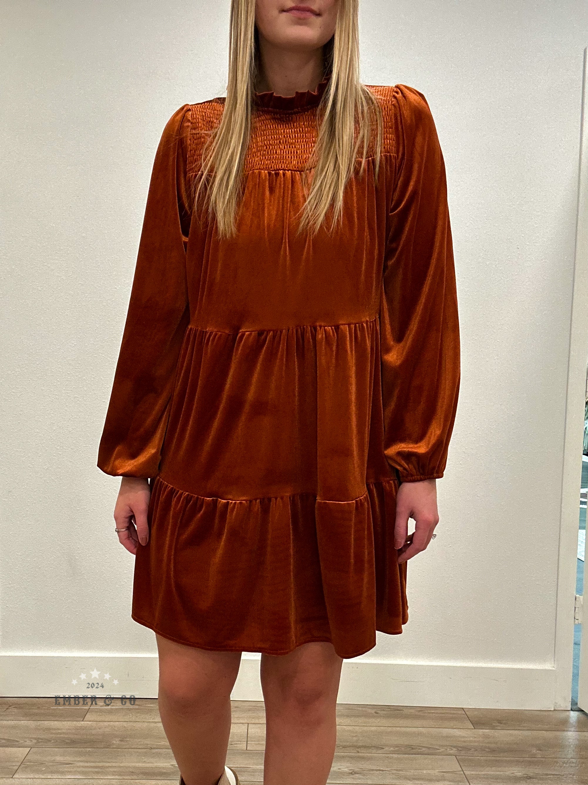 velvet rust dress Free People maxi dress Size:16 1/2 32/33 recommended-product:infinity-bead-necklace-glacier 41 Waist