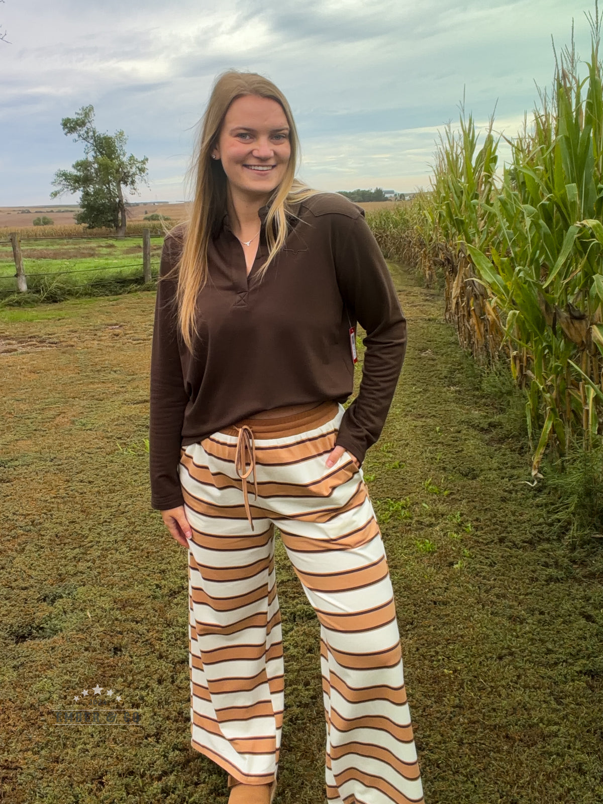 Brown Contrast Stripe Set
