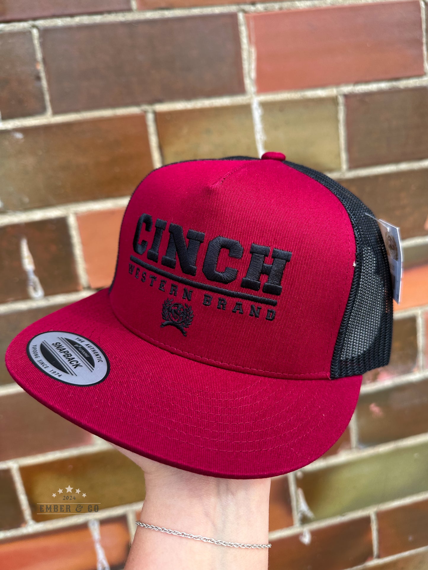 Cinch Red Western Brand Trucker Hat