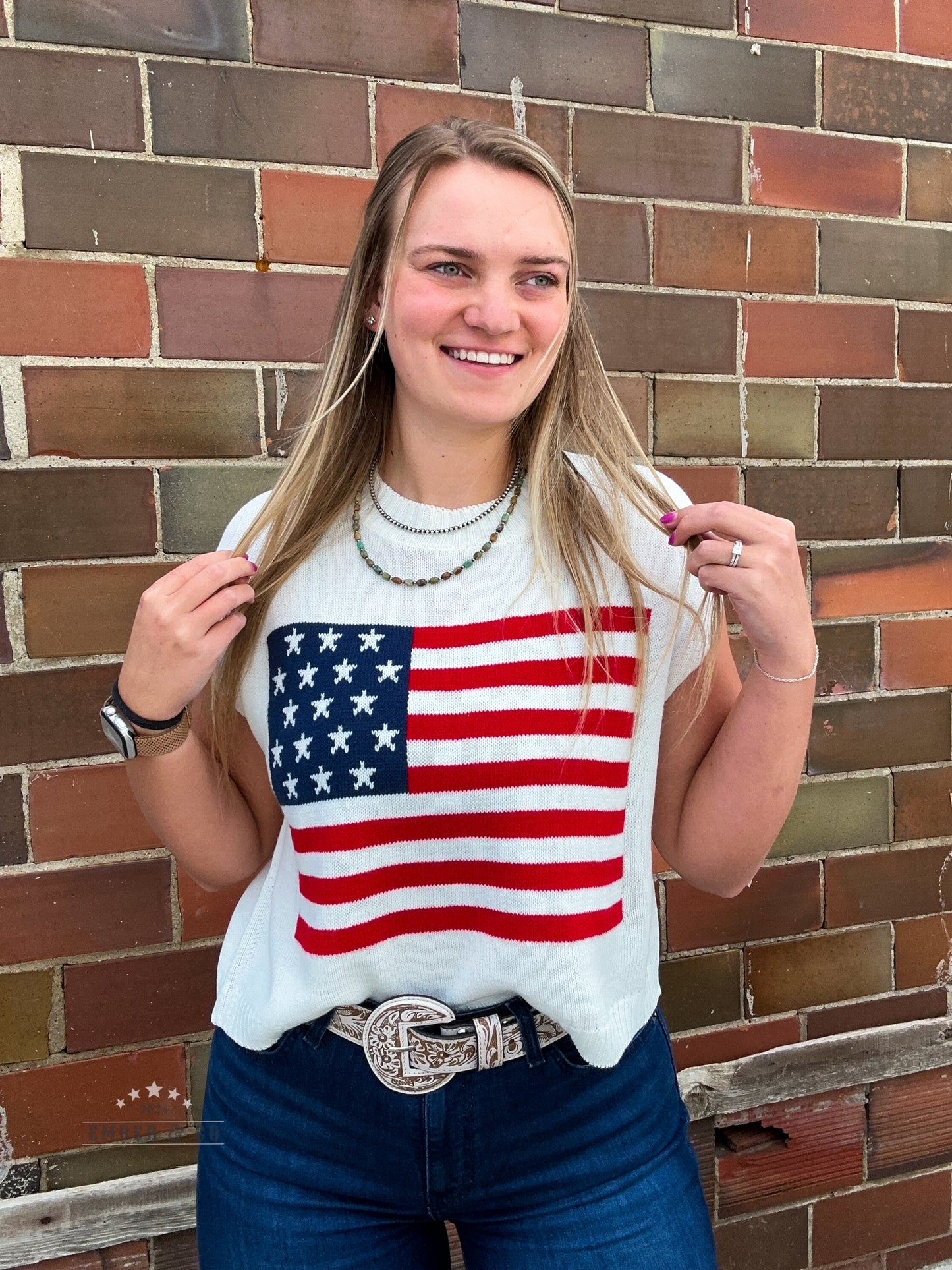 American Flag Sweater Tee