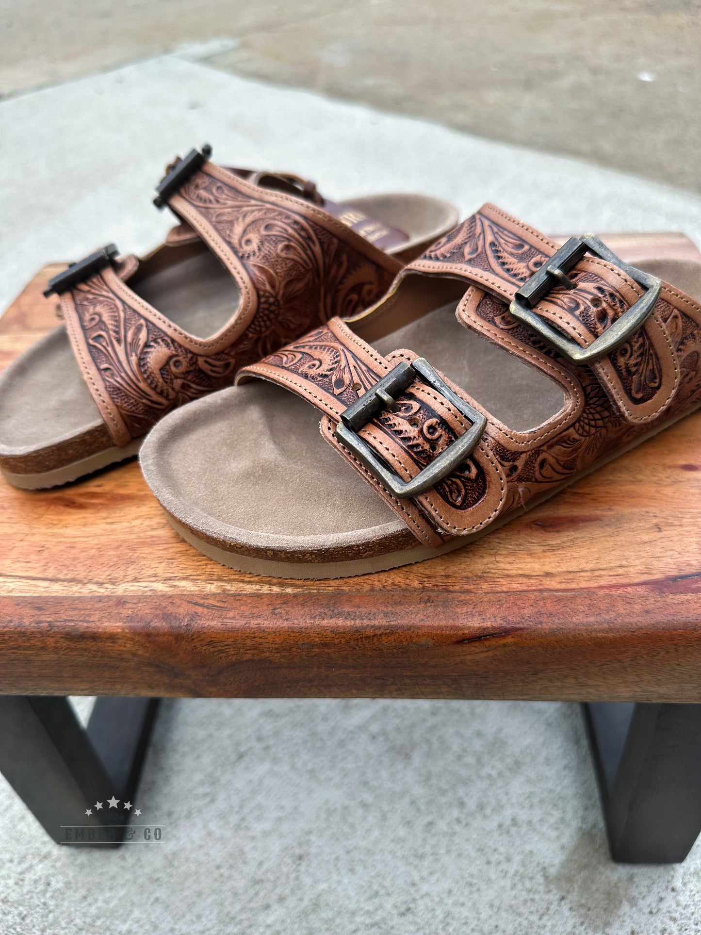 Western Wander Hand-Tooled Sandal