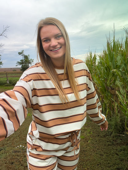 Brown Contrast Stripe Set