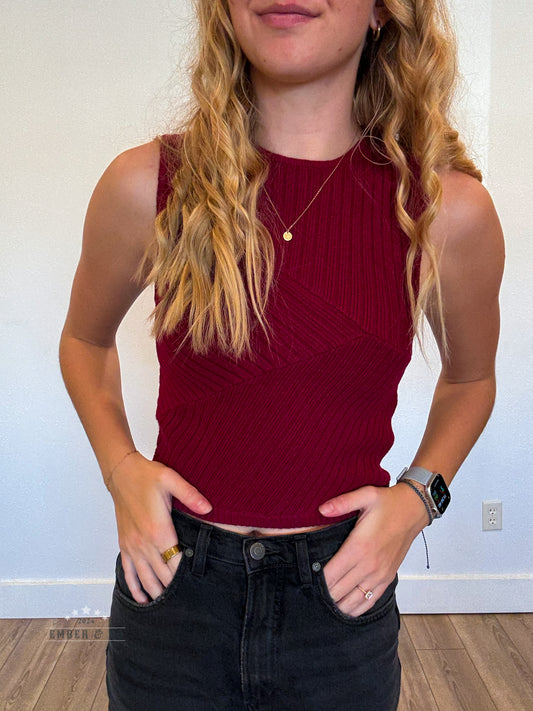 Holly Knit Tank - BURGUNDY