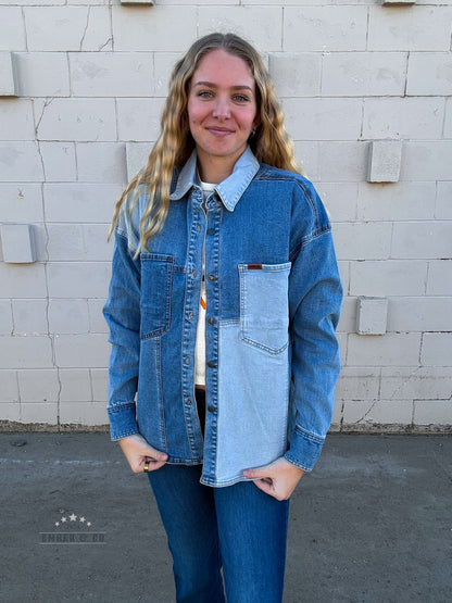 Multi-Tone Denim Shacket