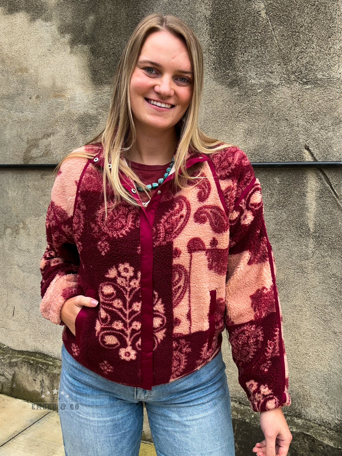 Paisley Sherpa Snap Jacket