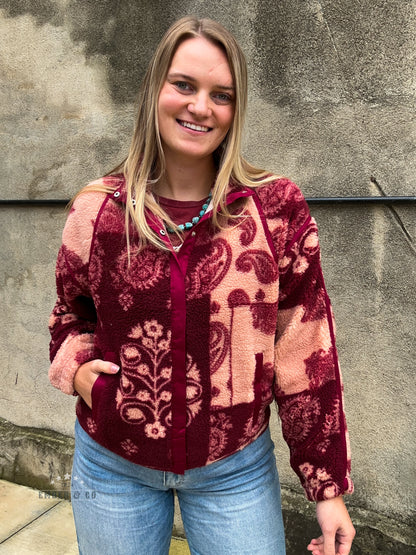 Paisley Sherpa Snap Jacket