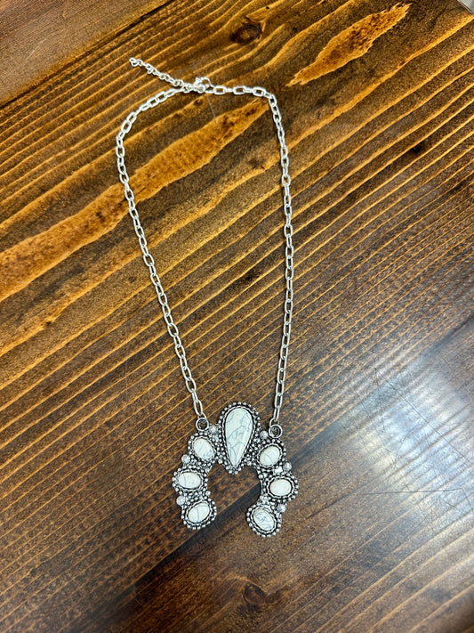 White Turquoise Blossom Necklace