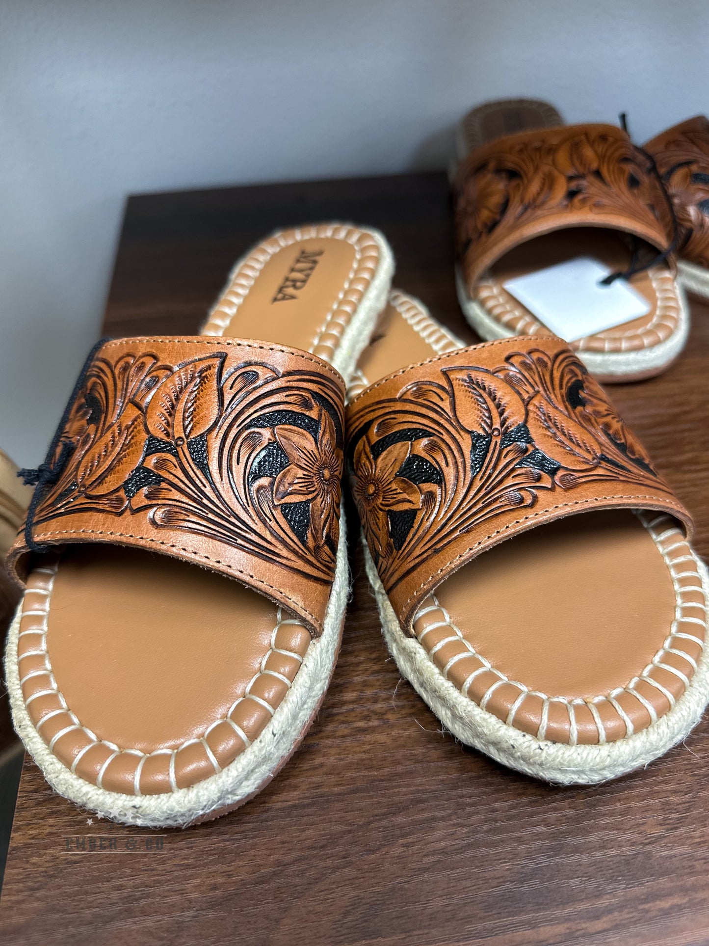Bree Flat Hand-Tooled Sandal