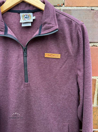 Men's Burgundy Half-Zip Cinch Pullover