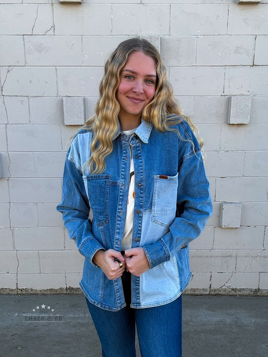Multi-Tone Denim Shacket