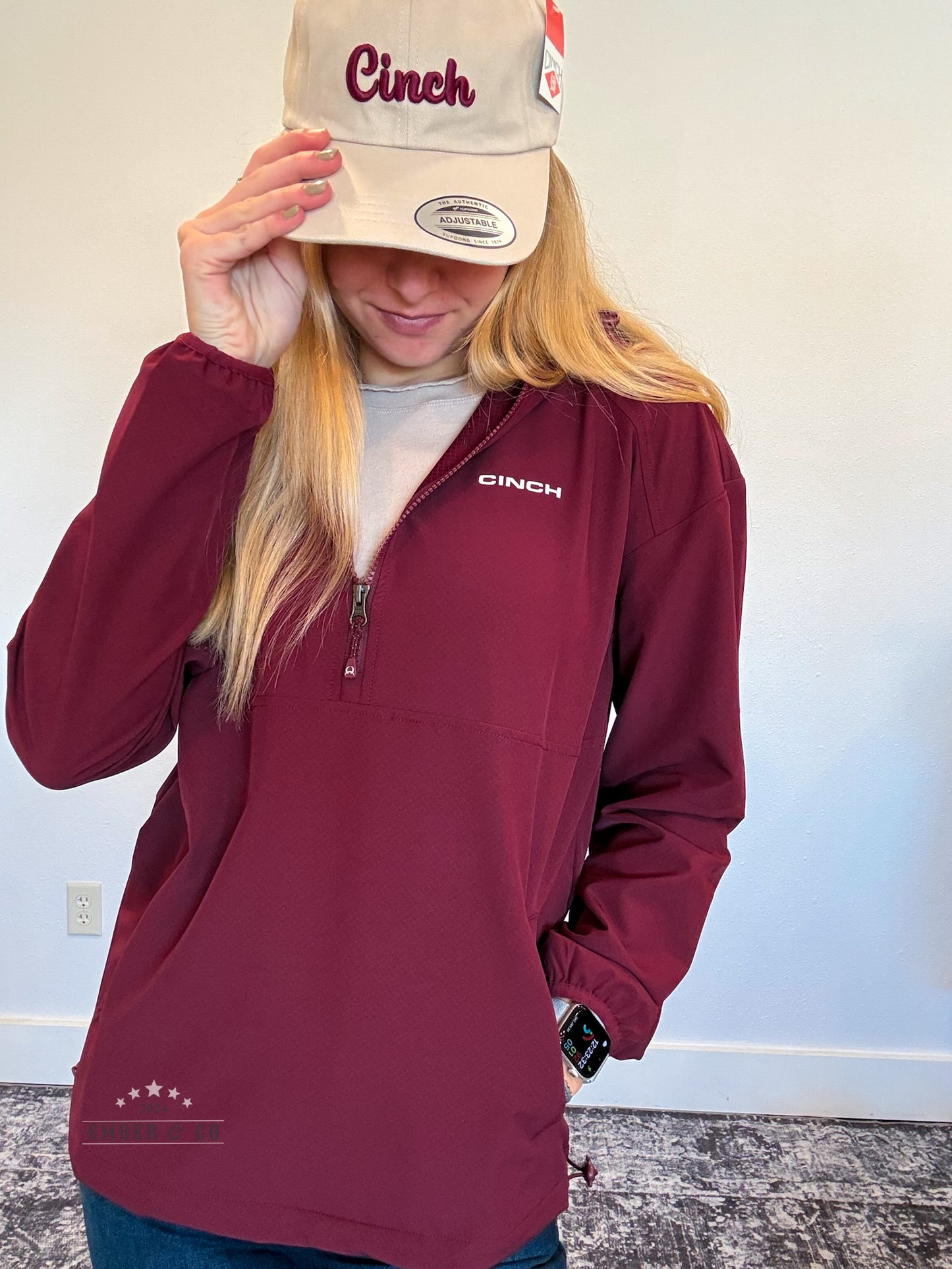 Burgundy 1/4 Zip Cinch Pullover