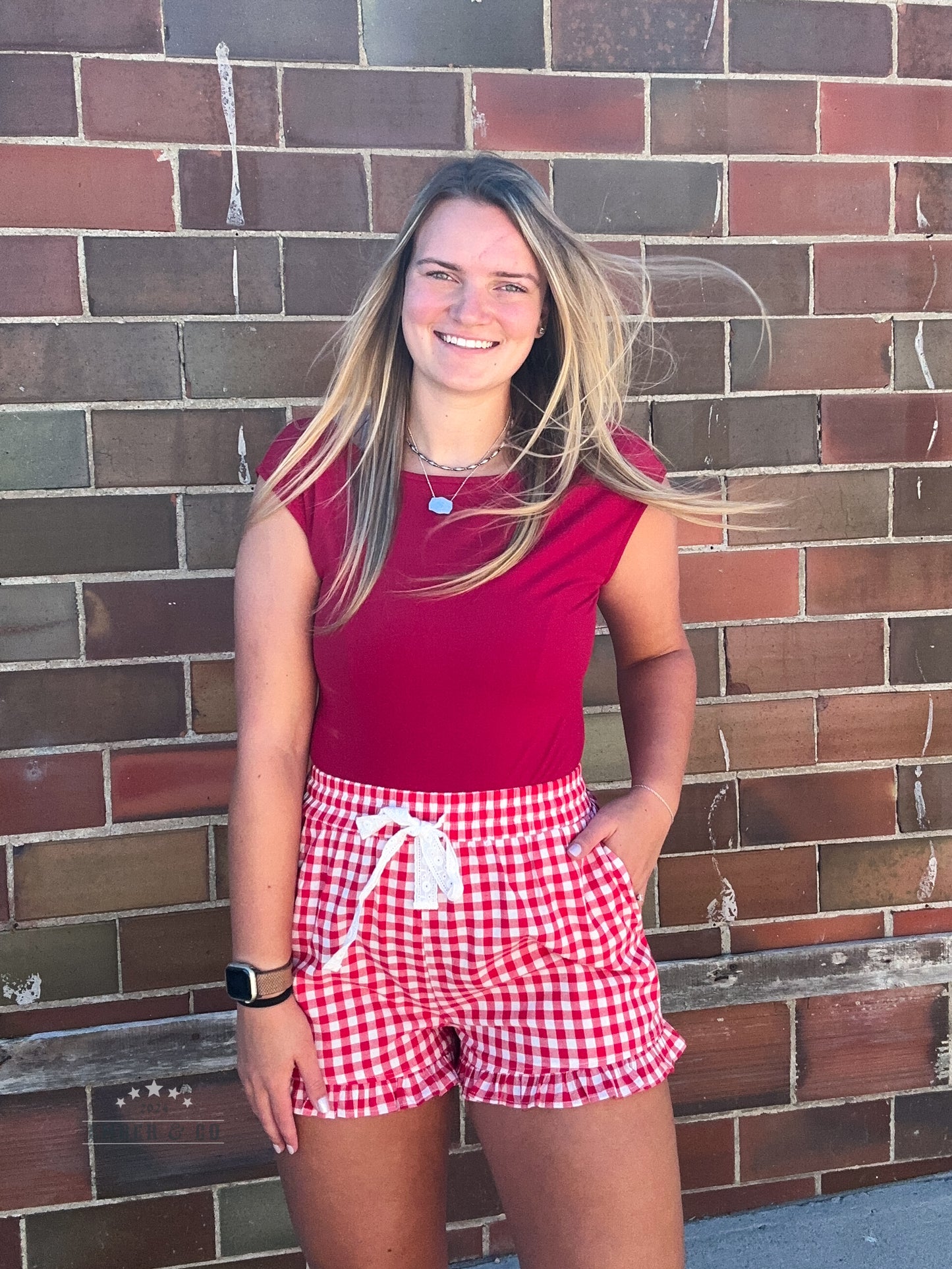 Ruffled Bottom Gingham Short