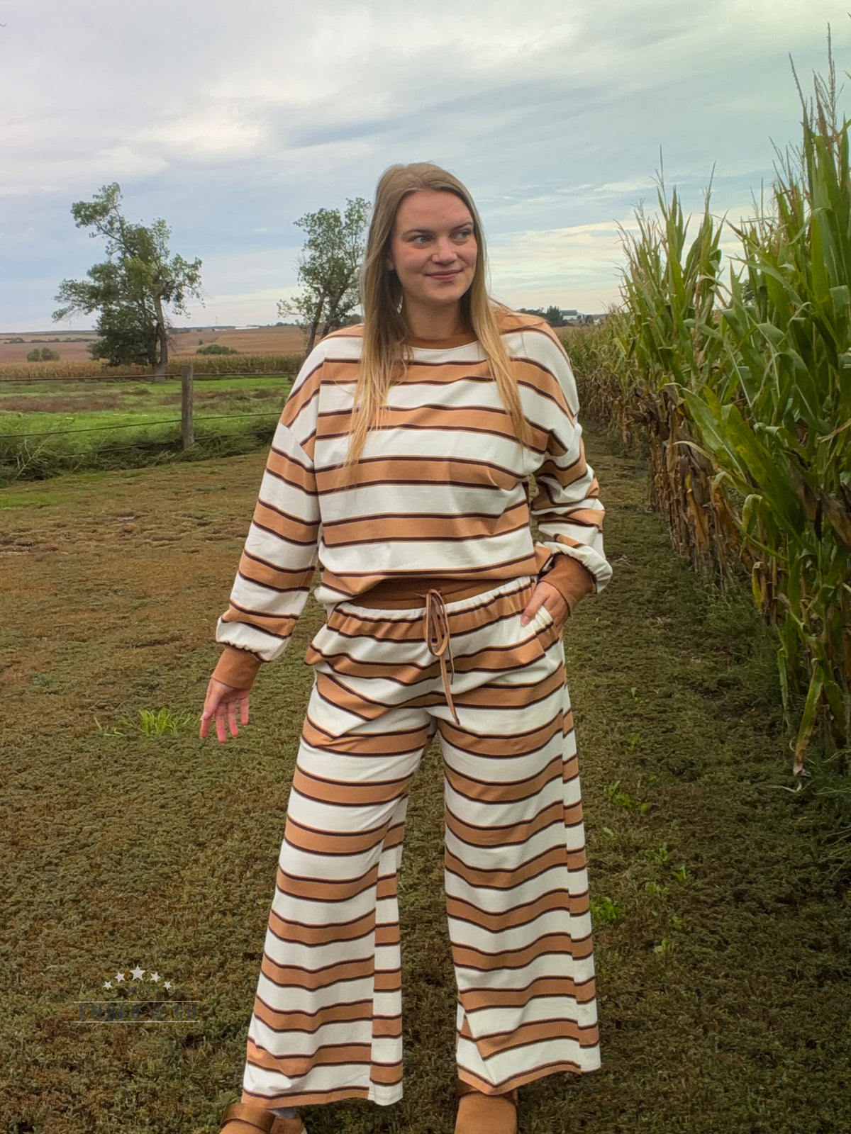 Brown Contrast Stripe Set