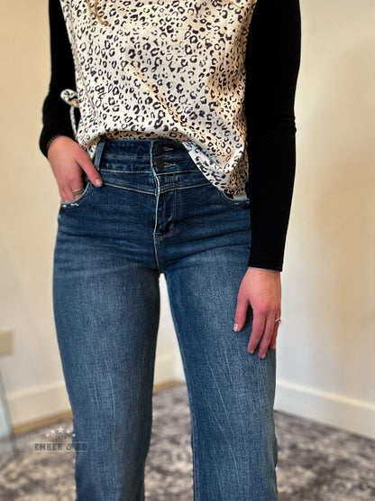 High Rise Dark Trouser Denim