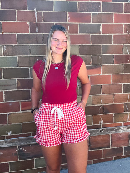Ruffled Bottom Gingham Short