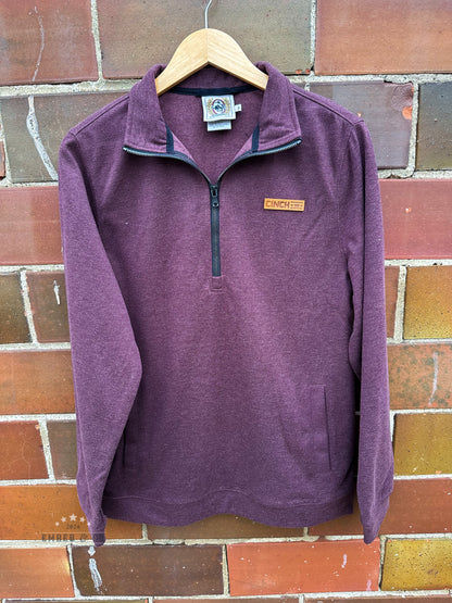 Men's Burgundy Half-Zip Cinch Pullover