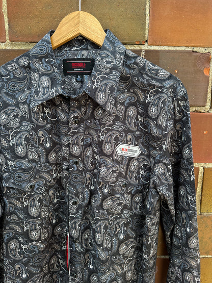 Men's Charcoal Paisley LS Pearl Snap
