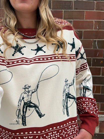Cowboy Stripe Crewneck