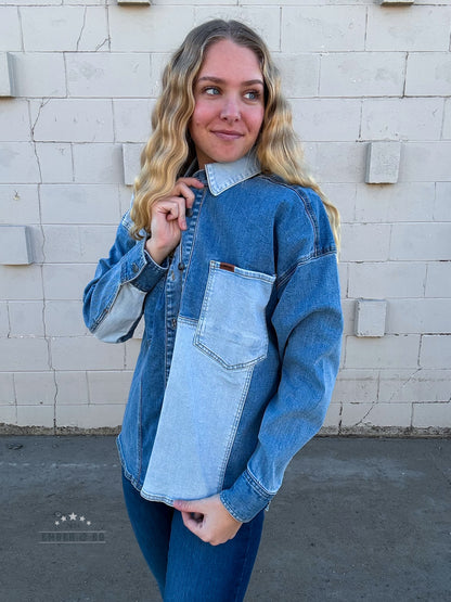 Multi-Tone Denim Shacket