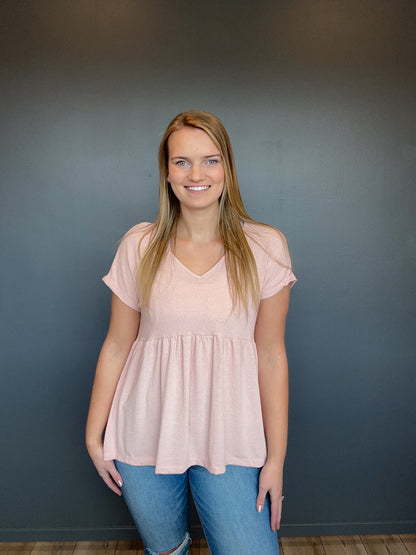 Pink Blouse w/ Criss-Cross Design