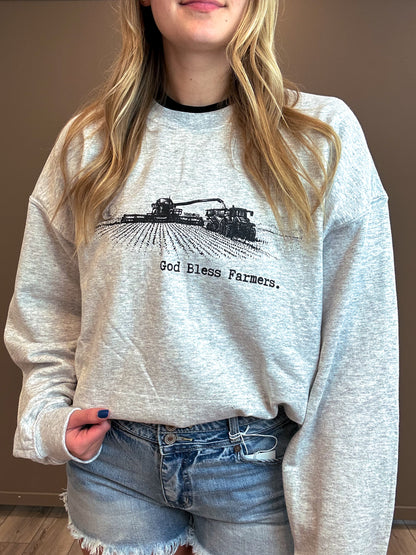 God Bless Farmers Graphic Sweatshirt