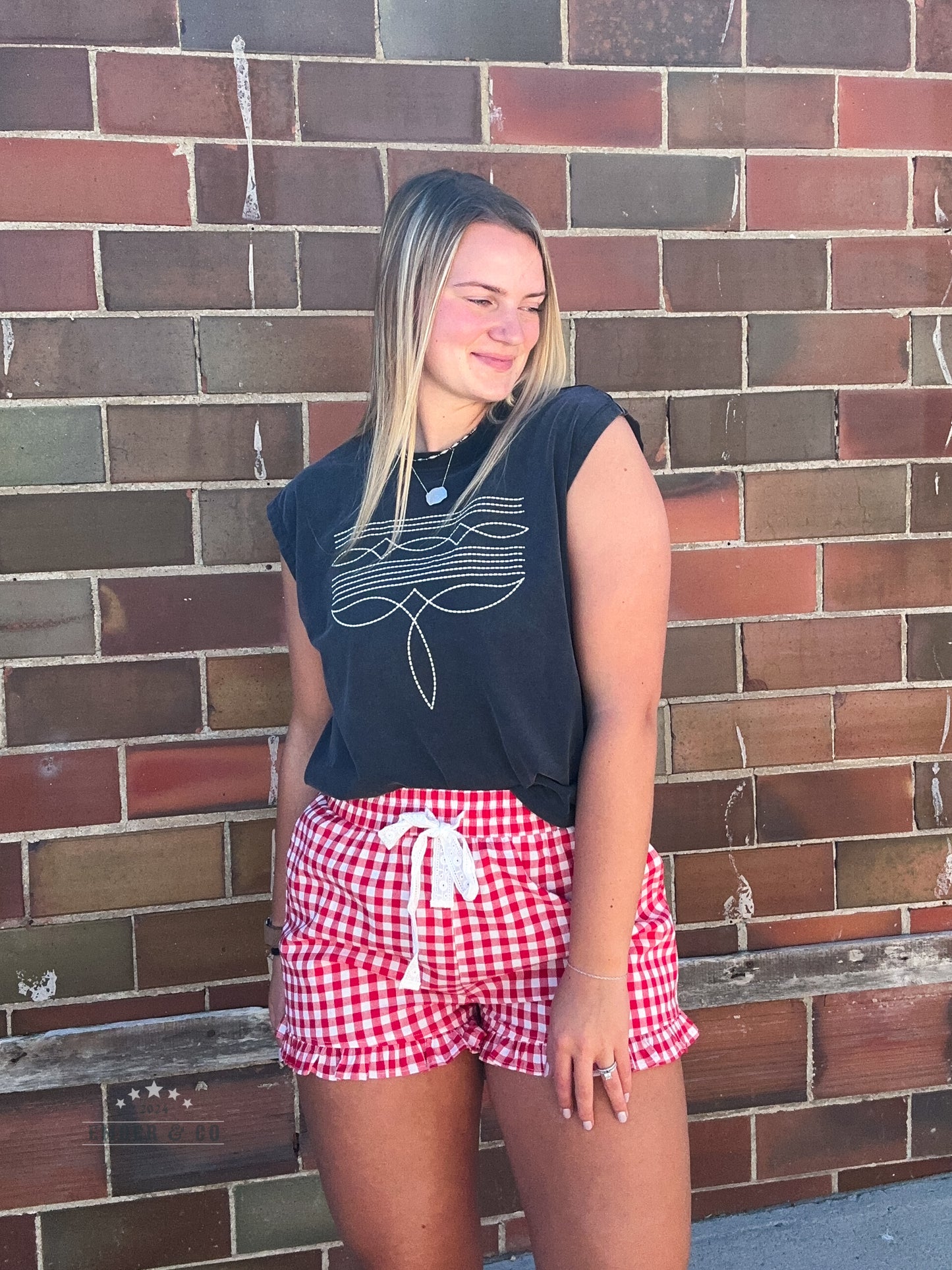 Ruffled Bottom Gingham Short