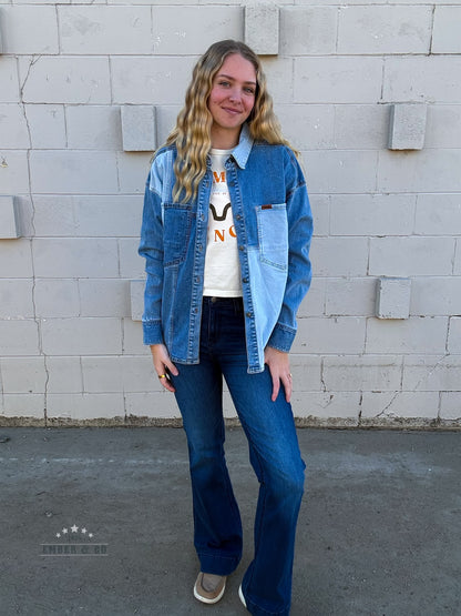Multi-Tone Denim Shacket