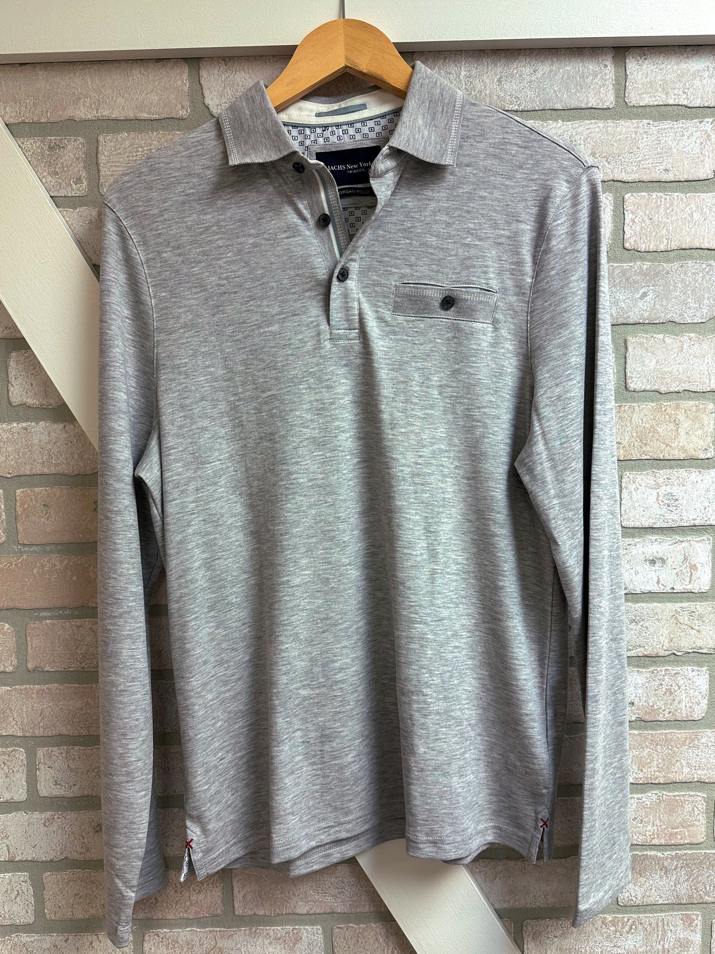 Men's Grey Luxe Long Sleeve Polo