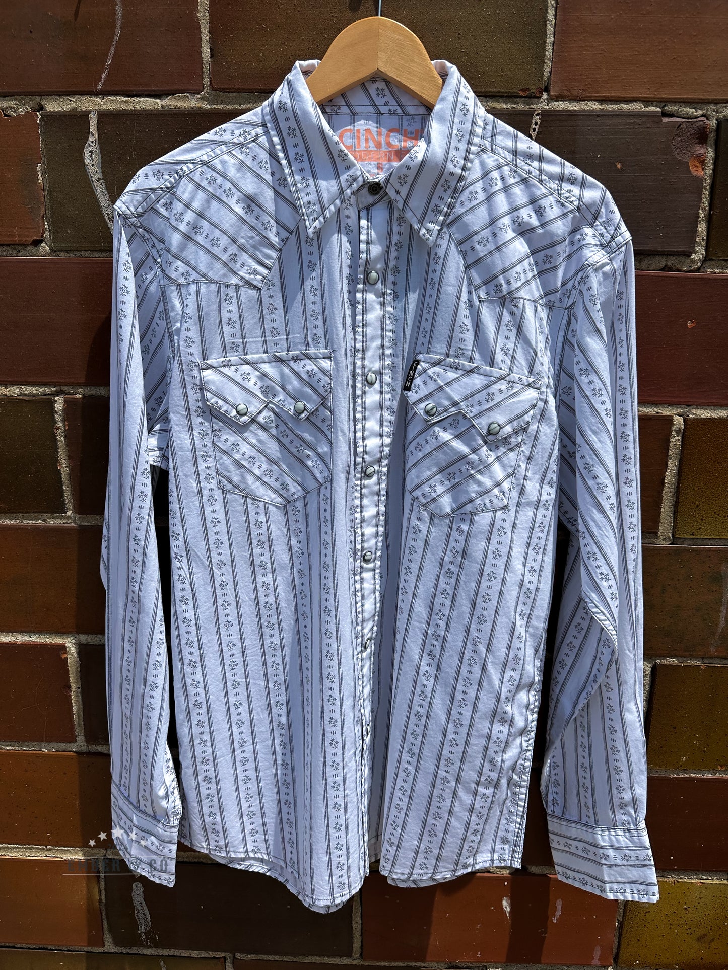 Men's Cinch Modern LS Floral Stripe Pearl Snap