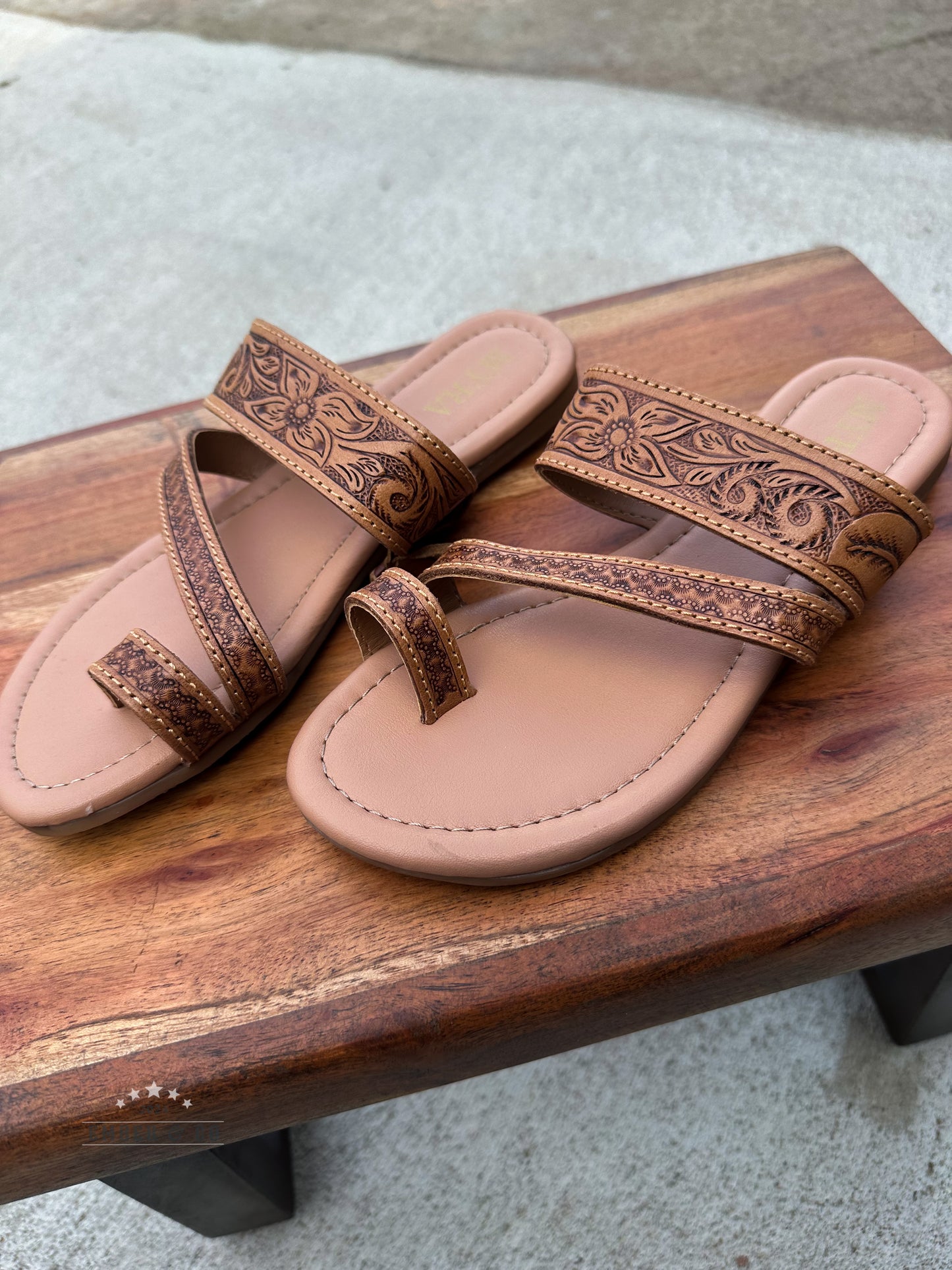 Lily Flat Hand-Tooled Sandal
