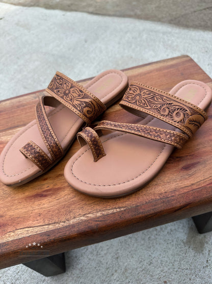 Lily Flat Hand-Tooled Sandal