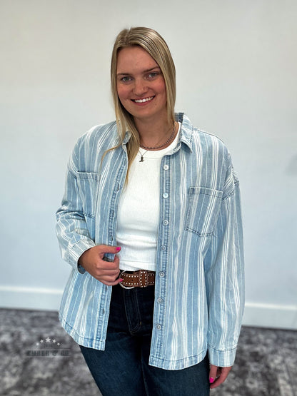 Stripe Denim Shacket