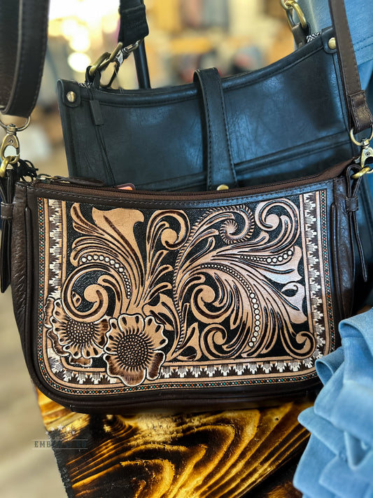 Dark Creek Hand Tooled Bag