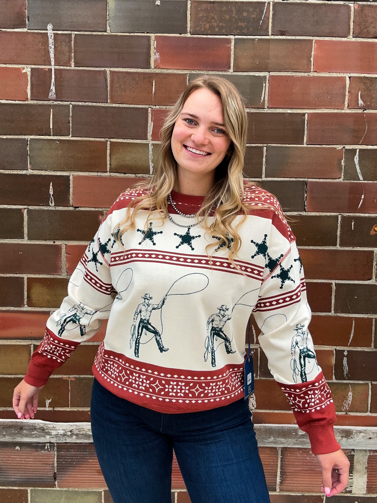 Cowboy Stripe Crewneck