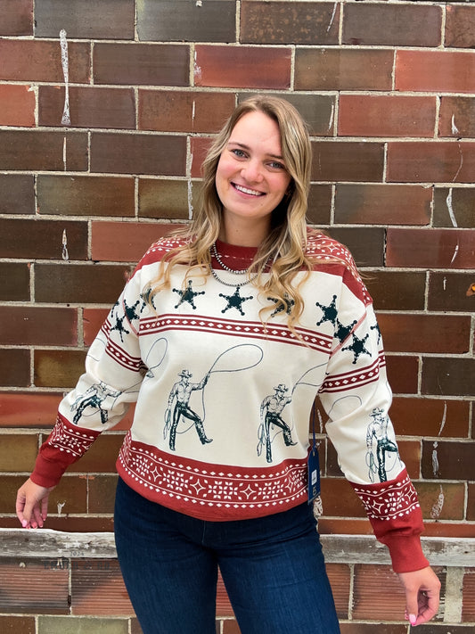Cowboy Stripe Crewneck