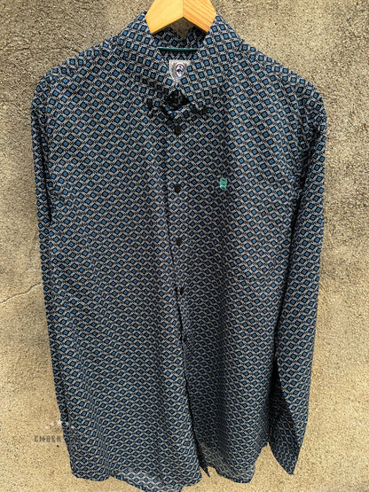 Men's Cinch Floral Black LS Button-Up
