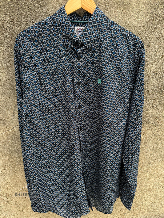 Men's Cinch Floral Black LS Button-Up