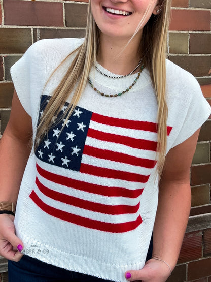 American Flag Sweater Tee