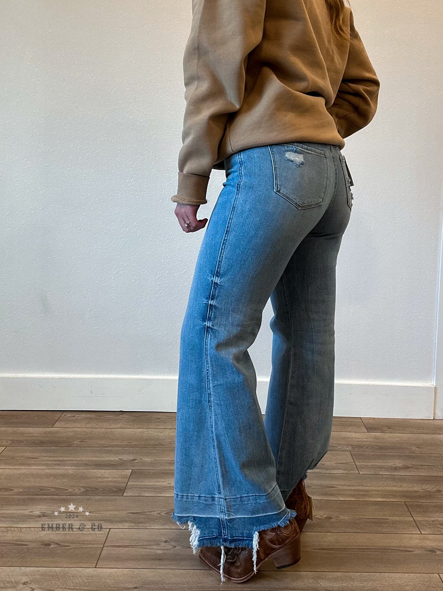 High Rise Flare Stretch Denim