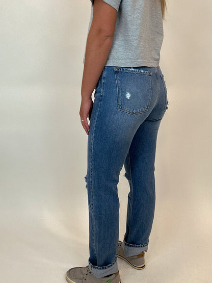 Distressed Straight Leg Jean