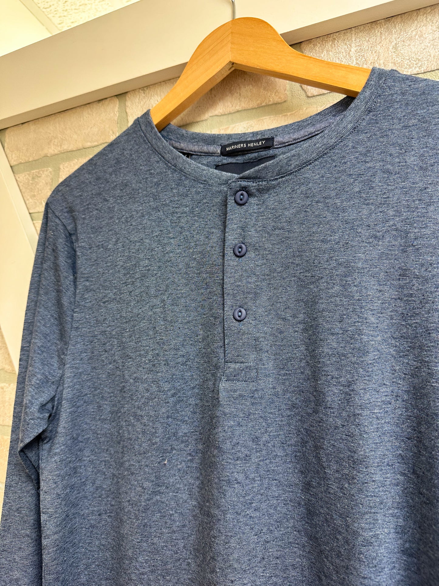 Blue Men's Long Sleeve Henley