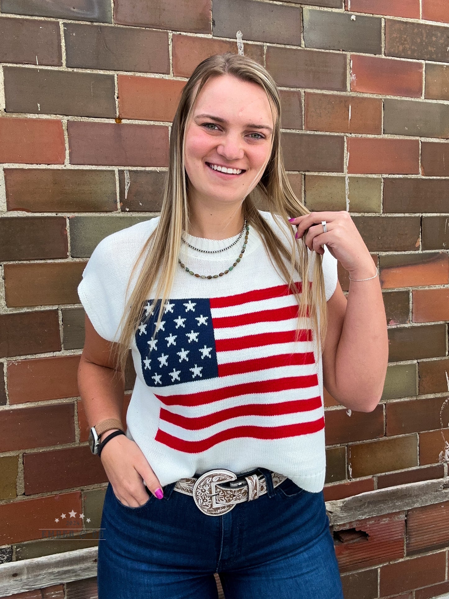 American Flag Sweater Tee