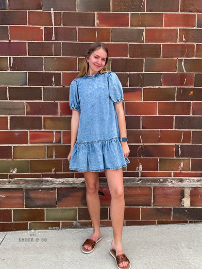 Denim Puff Sleeve Dress