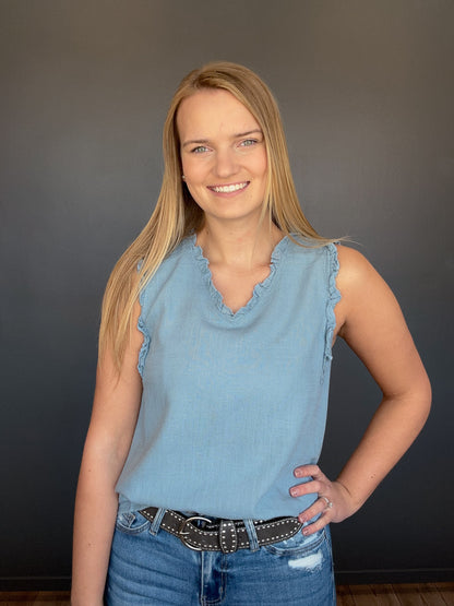 V-Neck Tank Top w/ Ruffle