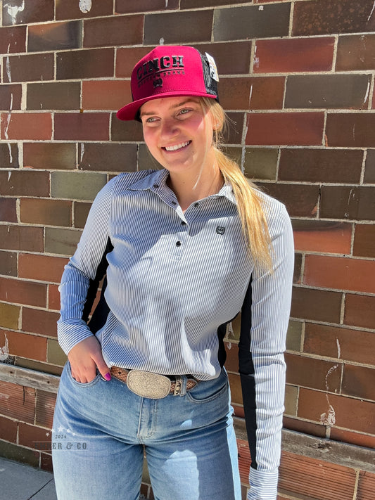 Cinch Stripe 1/4 Button LS