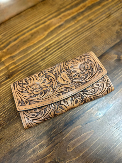 Leather Tooled Floral Wallets