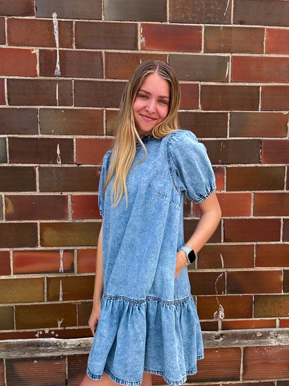 Denim Puff Sleeve Dress