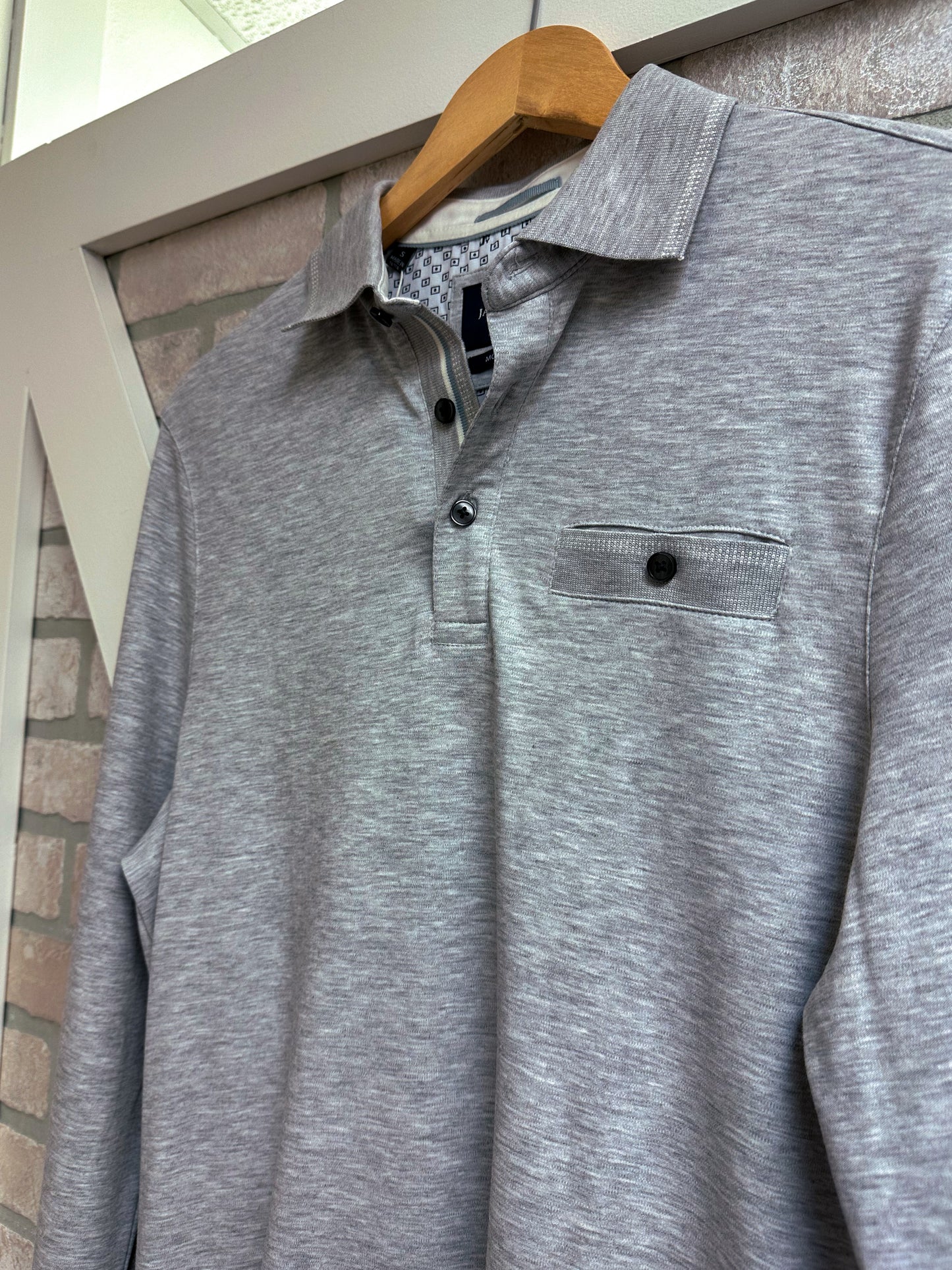 Men's Grey Luxe Long Sleeve Polo