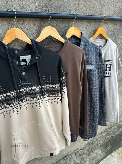 Men's Border Print 1/4 Snap Hoodie